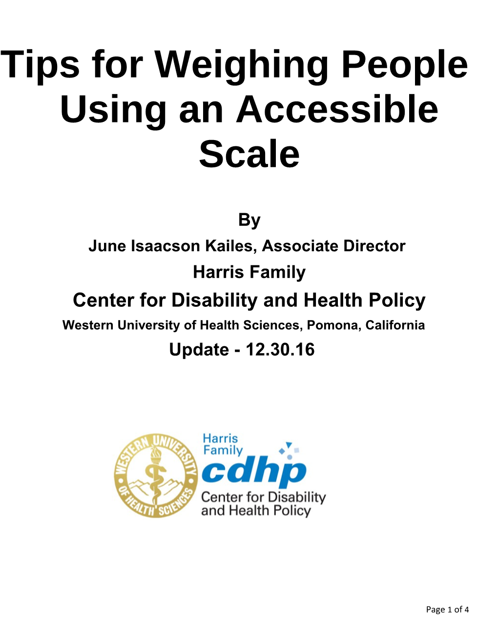 Tips for Weighing People Using an Accessible Scale