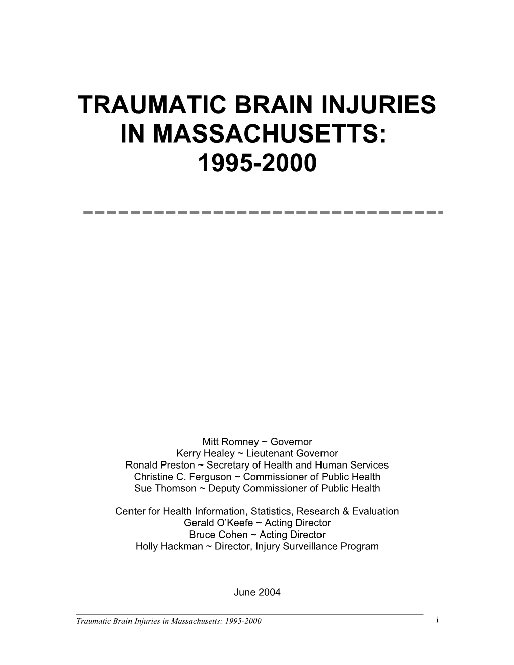 Traumatic Brain Injuries in Massachusetts