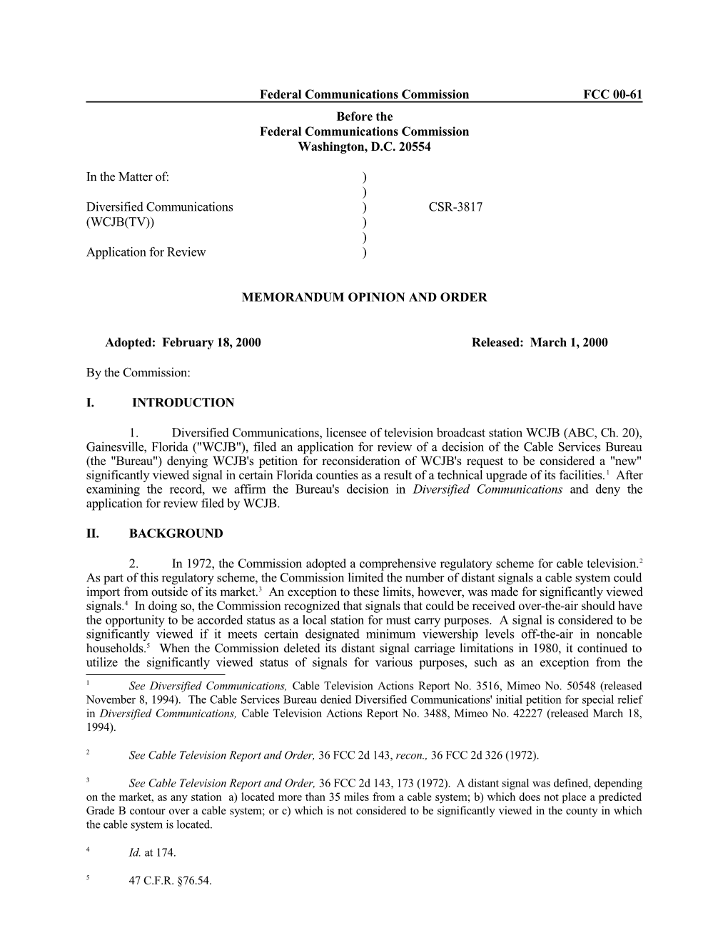 Federal Communications Commissionfcc 00-61