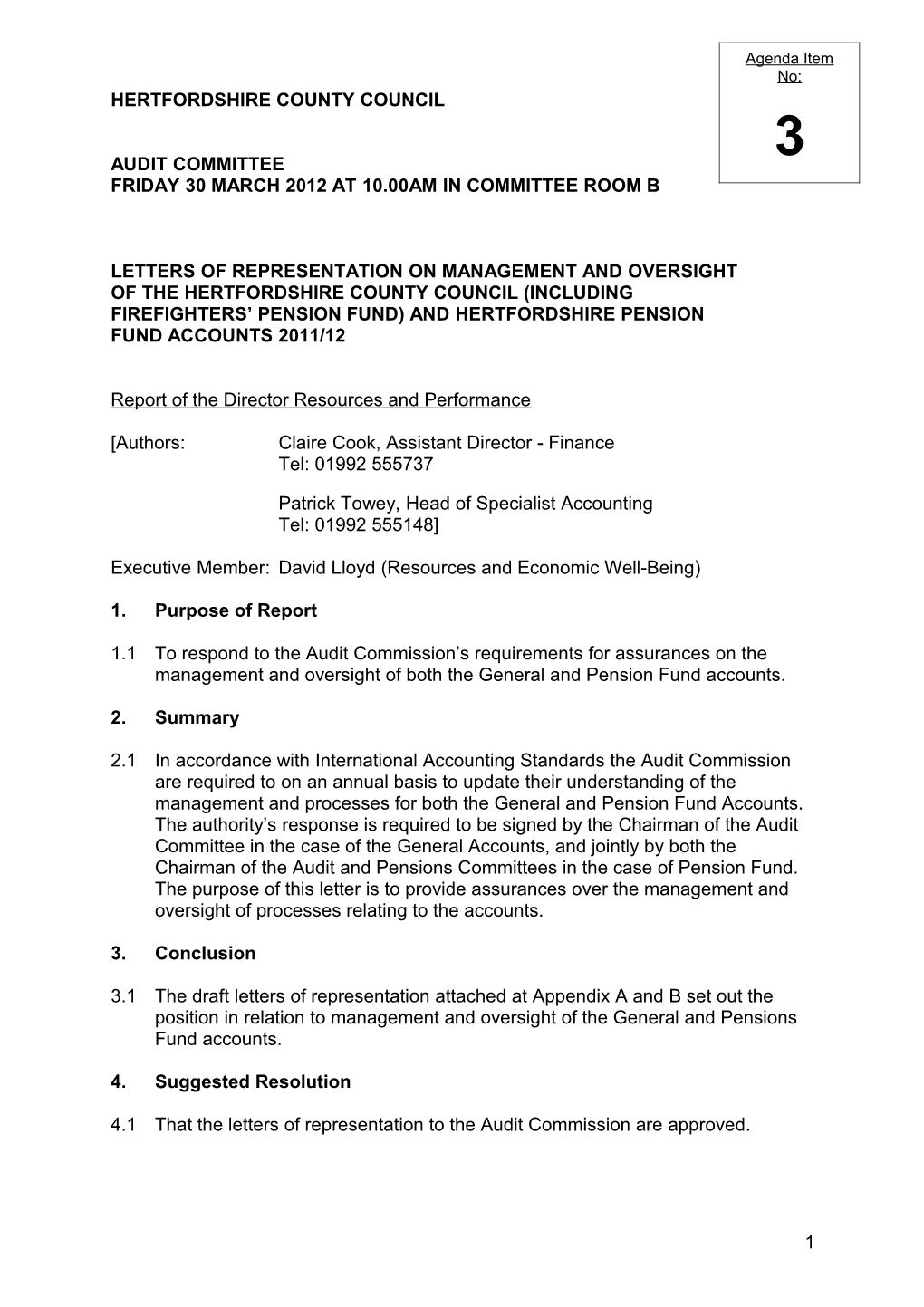 Audit Committee 30 June 2011 at 10.00Am Item 4 - Annual Statement of Accounts 2010/11