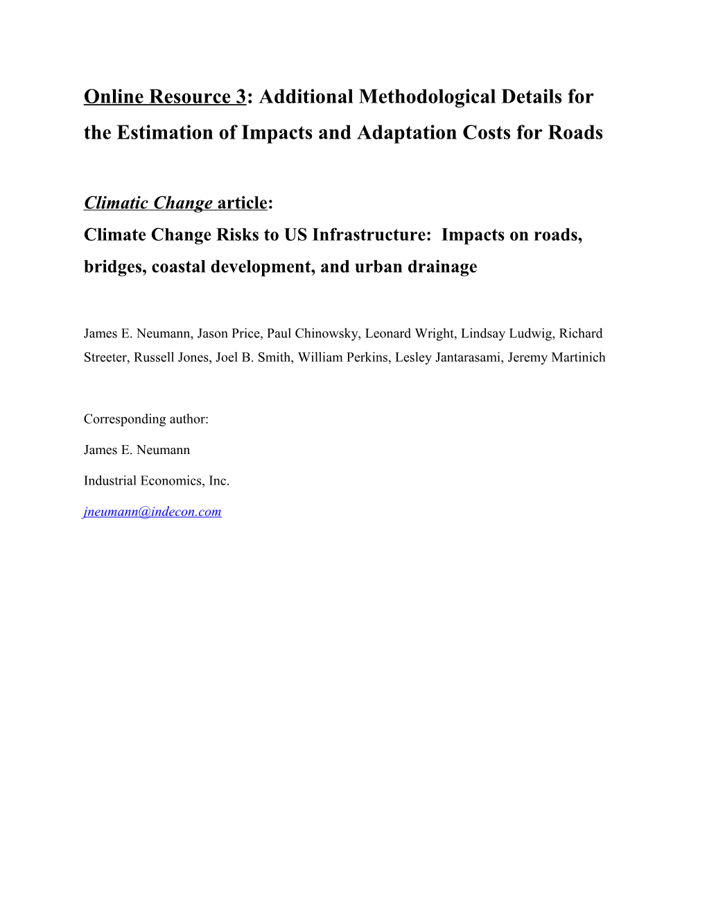 Online Resource 3: Additional Methodological Details Forthe Estimation of Impacts And