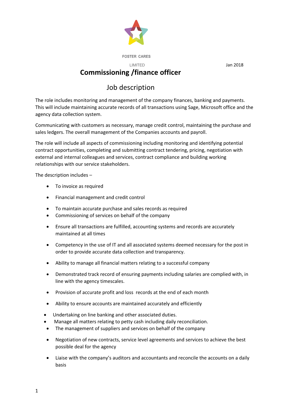 Commissioning /Finance Officer