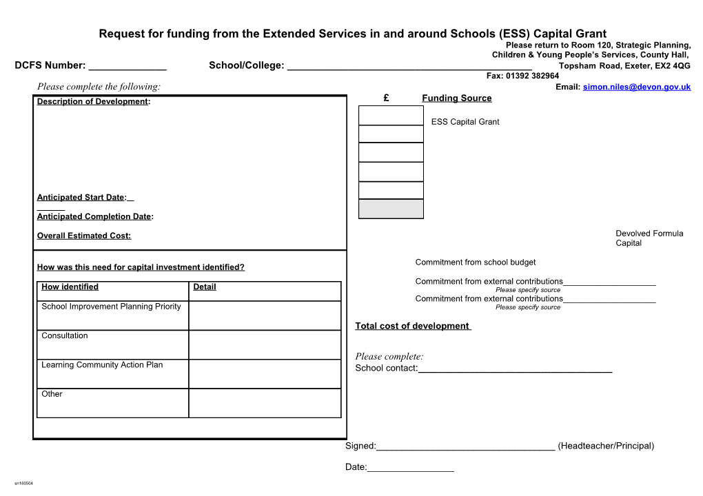 Capital Projects Approval Form