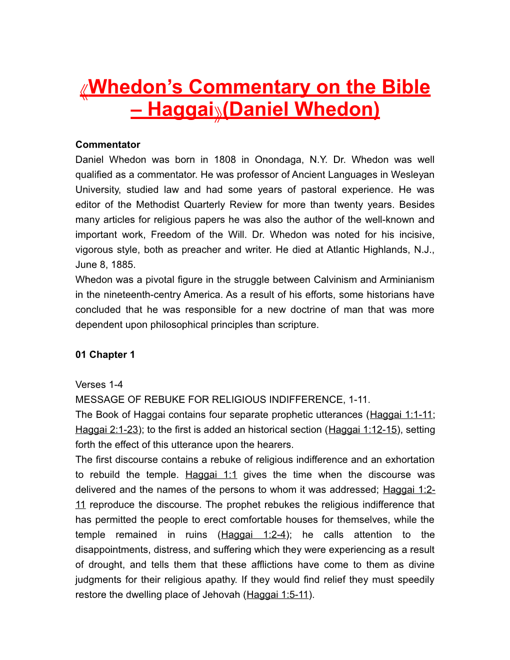 Whedon S Commentary on the Bible Haggai (Daniel Whedon)