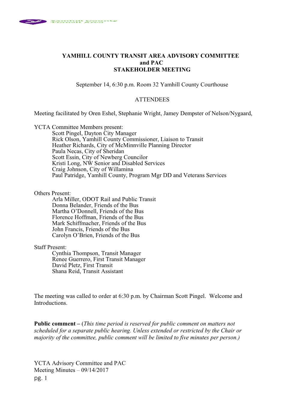 Yamhill County Transit Areaadvisory Committee