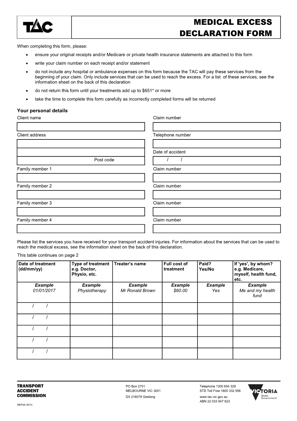 Write Your Claim Number on Each Receipt And/Or Statement