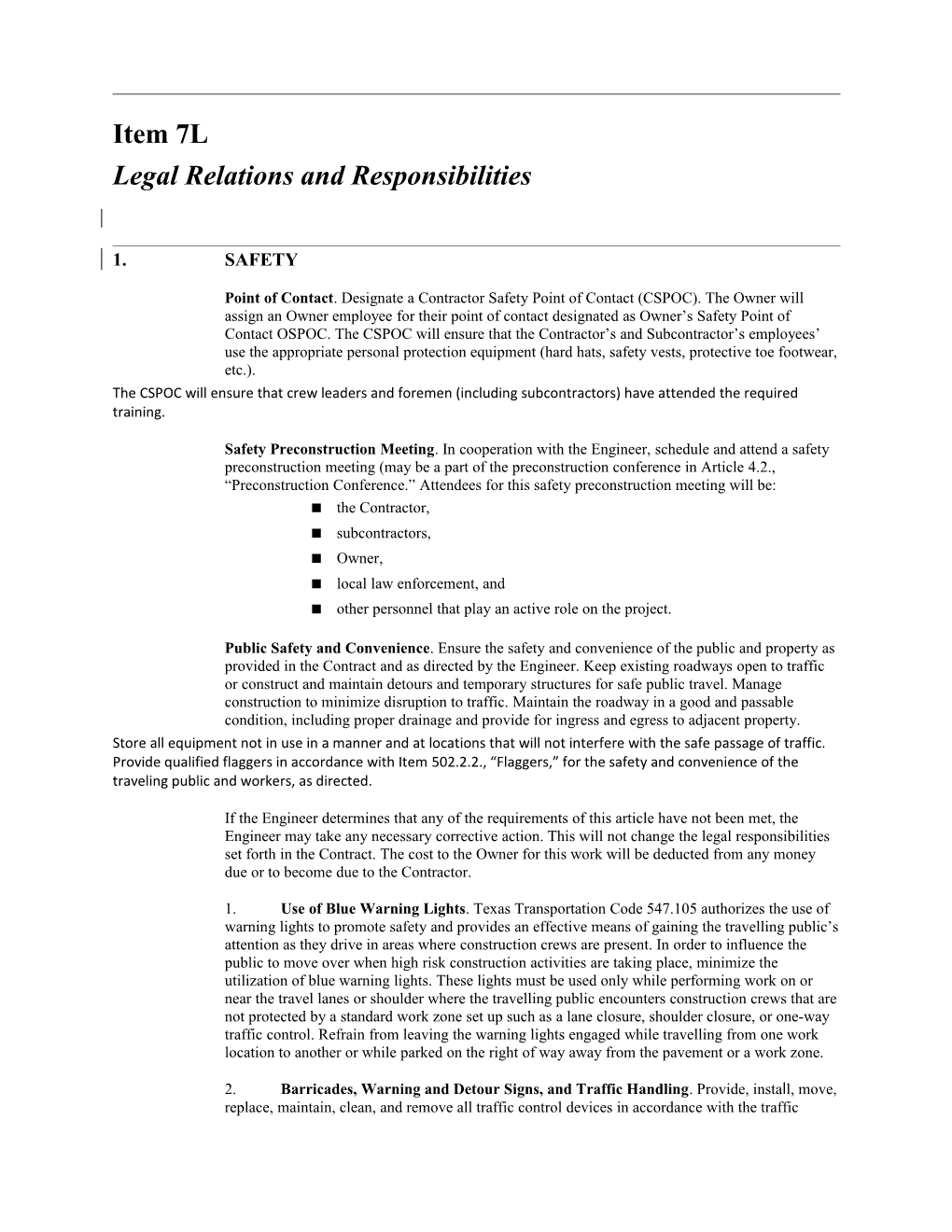 Local Government Standard Specifications Templates