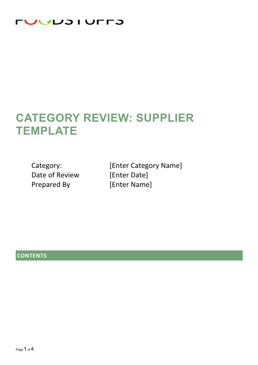 Category Review: SUPPLIER TEMPLATE