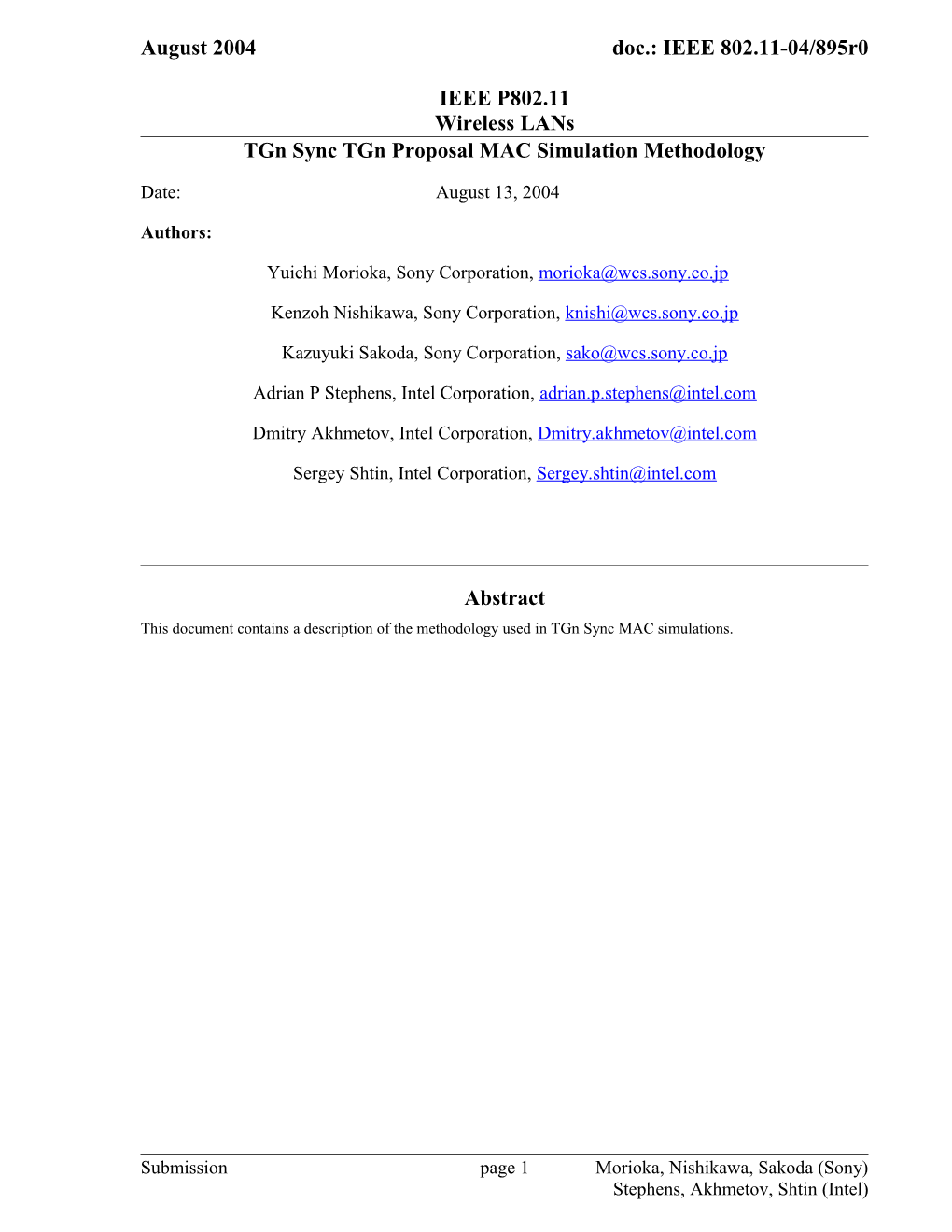 Tgnsync Tgn Proposal MAC Simulation Methodology