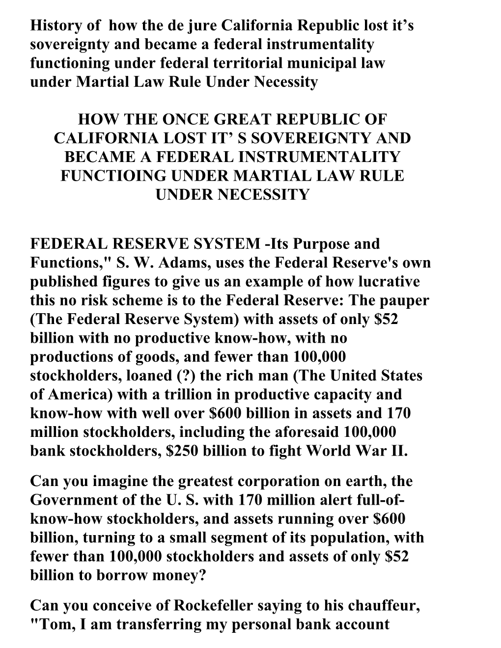 The Federal Reserve (Cont'd)
