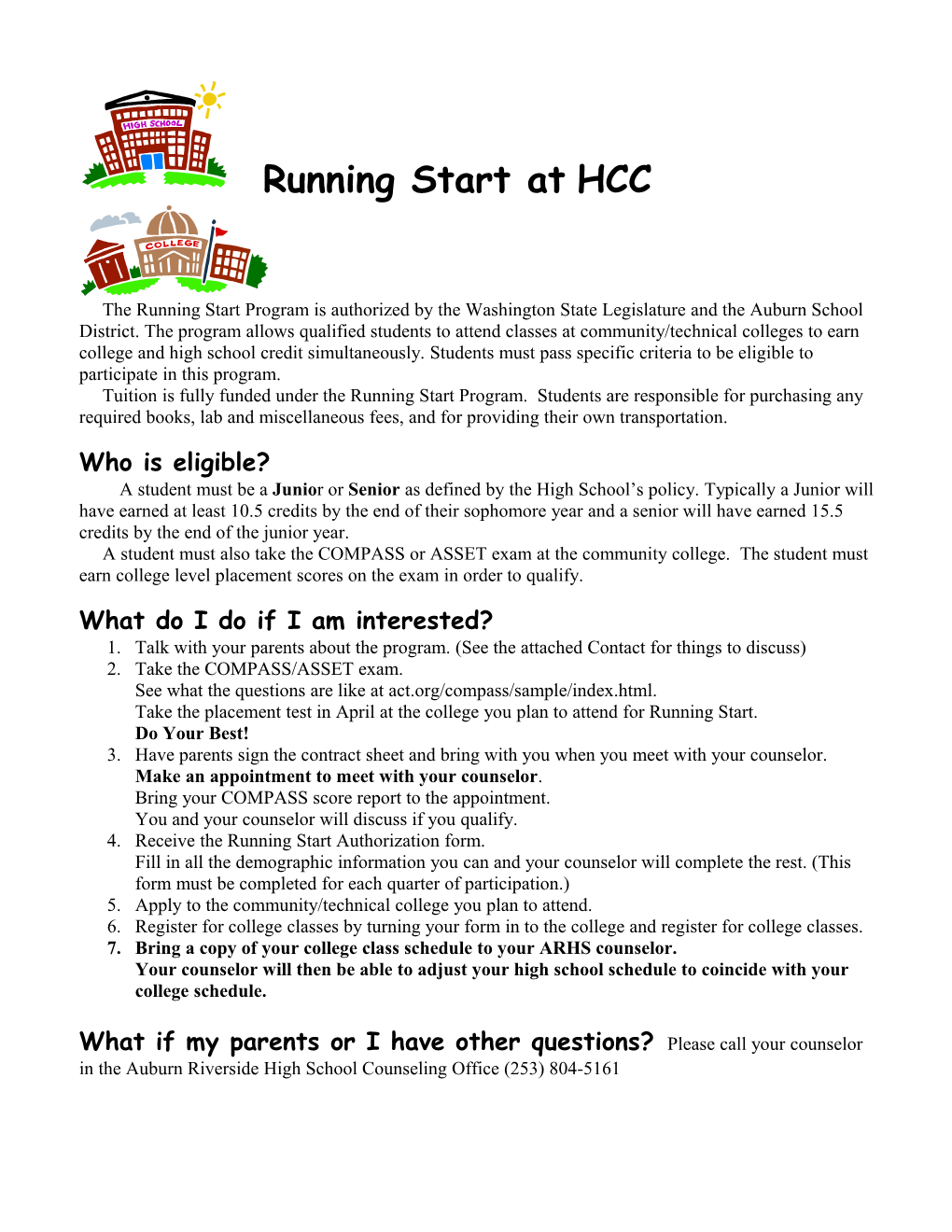 Running Start at HCC