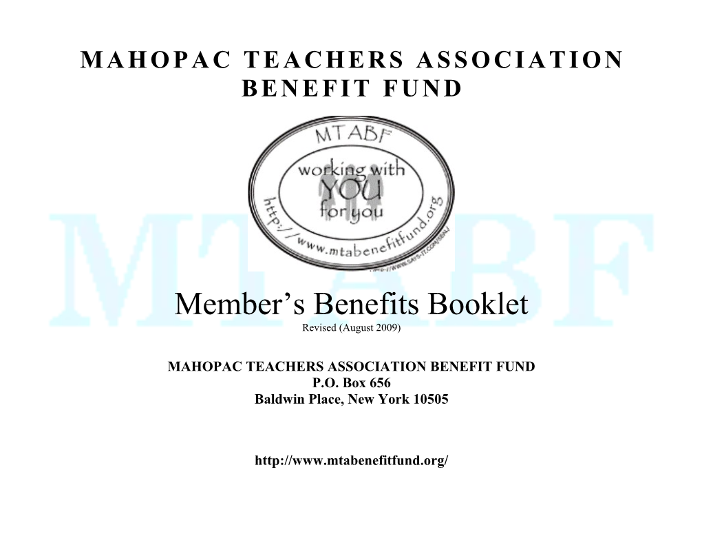 Mahopac Teachers Association Benefit Fund