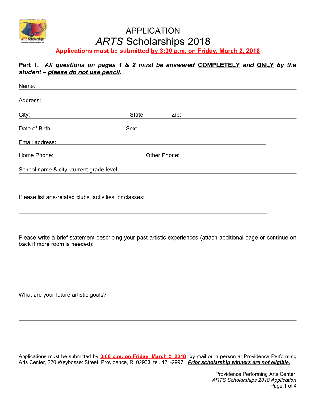 Application Must Be Received by January 19, 1997, by Mail Or in Person at PPAC, 220 Weybosset