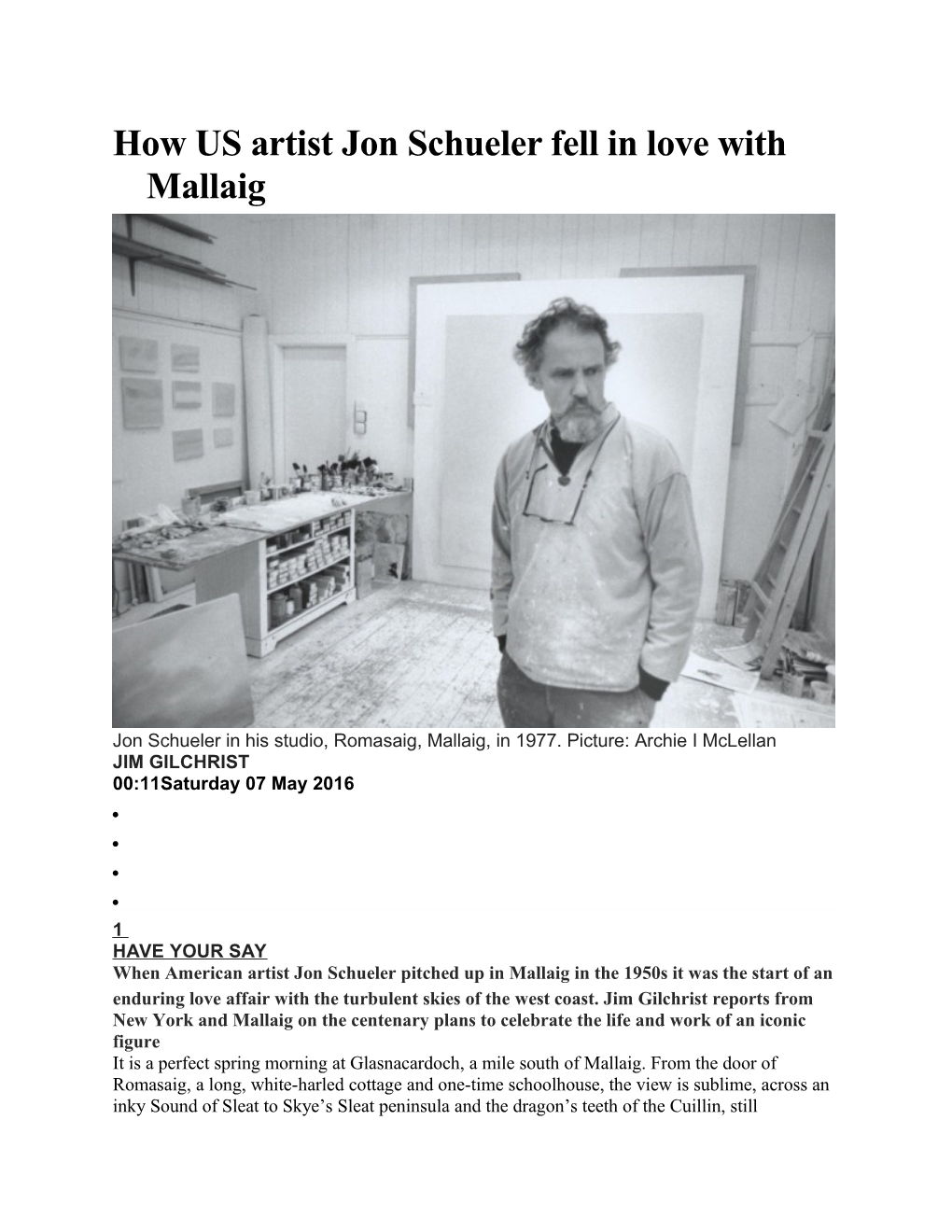 How US Artist Jon Schueler Fell in Love with Mallaig