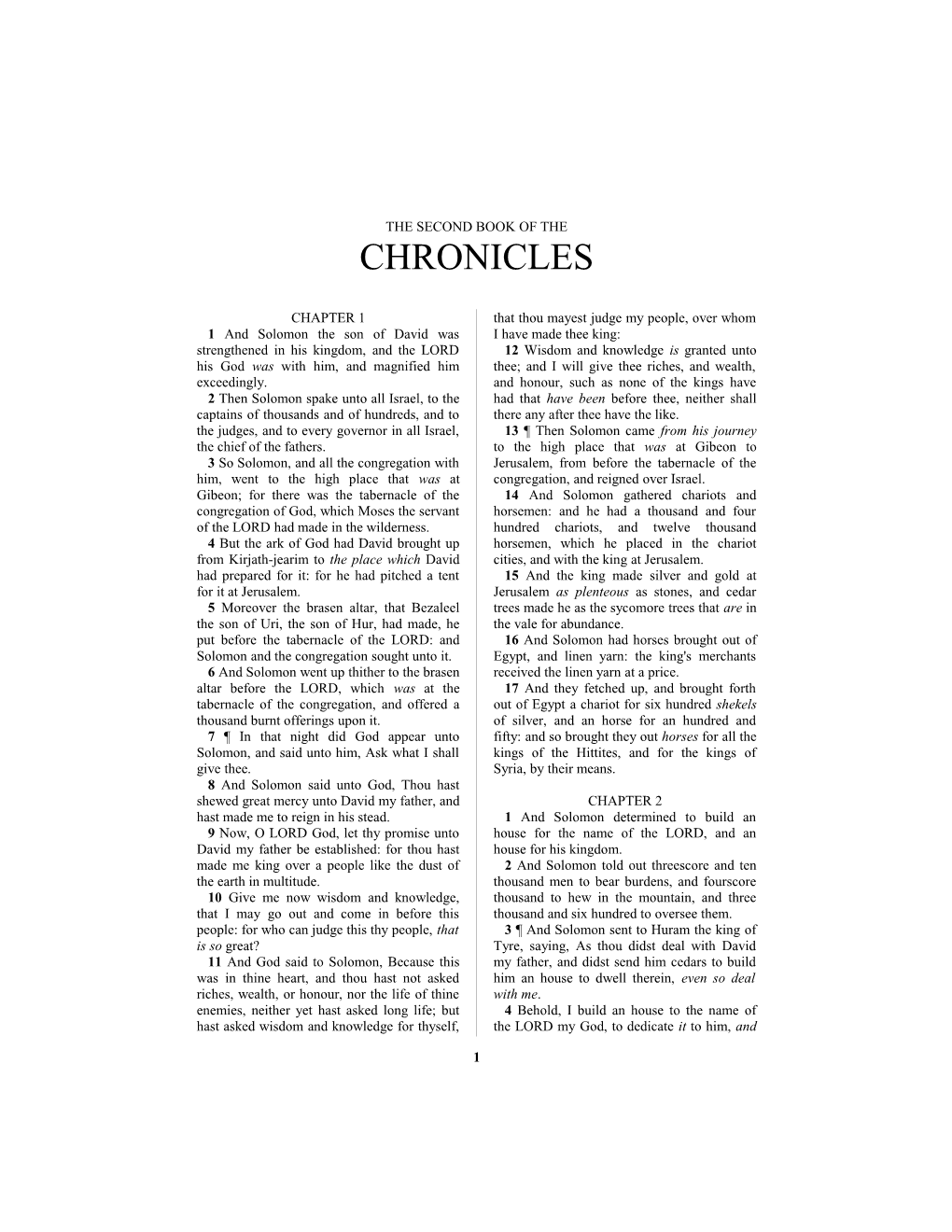 The Second Book of the Chronicles