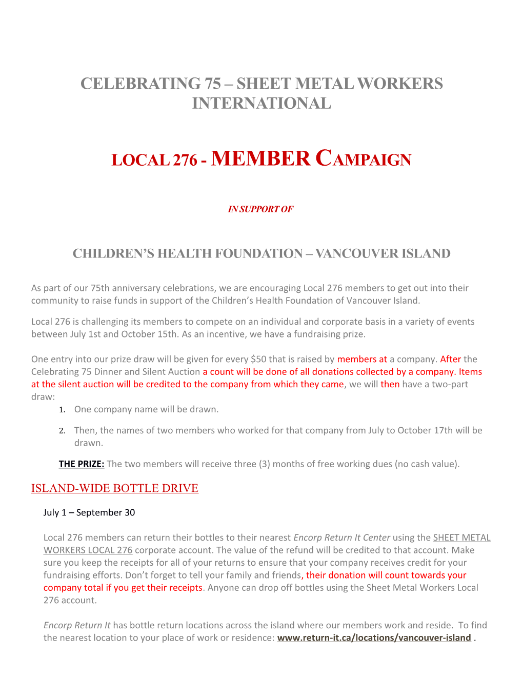 Celebrating 75 Sheet Metal Workers International