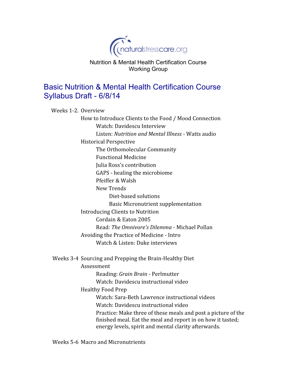 Nutrition & Mental Health Certification Course