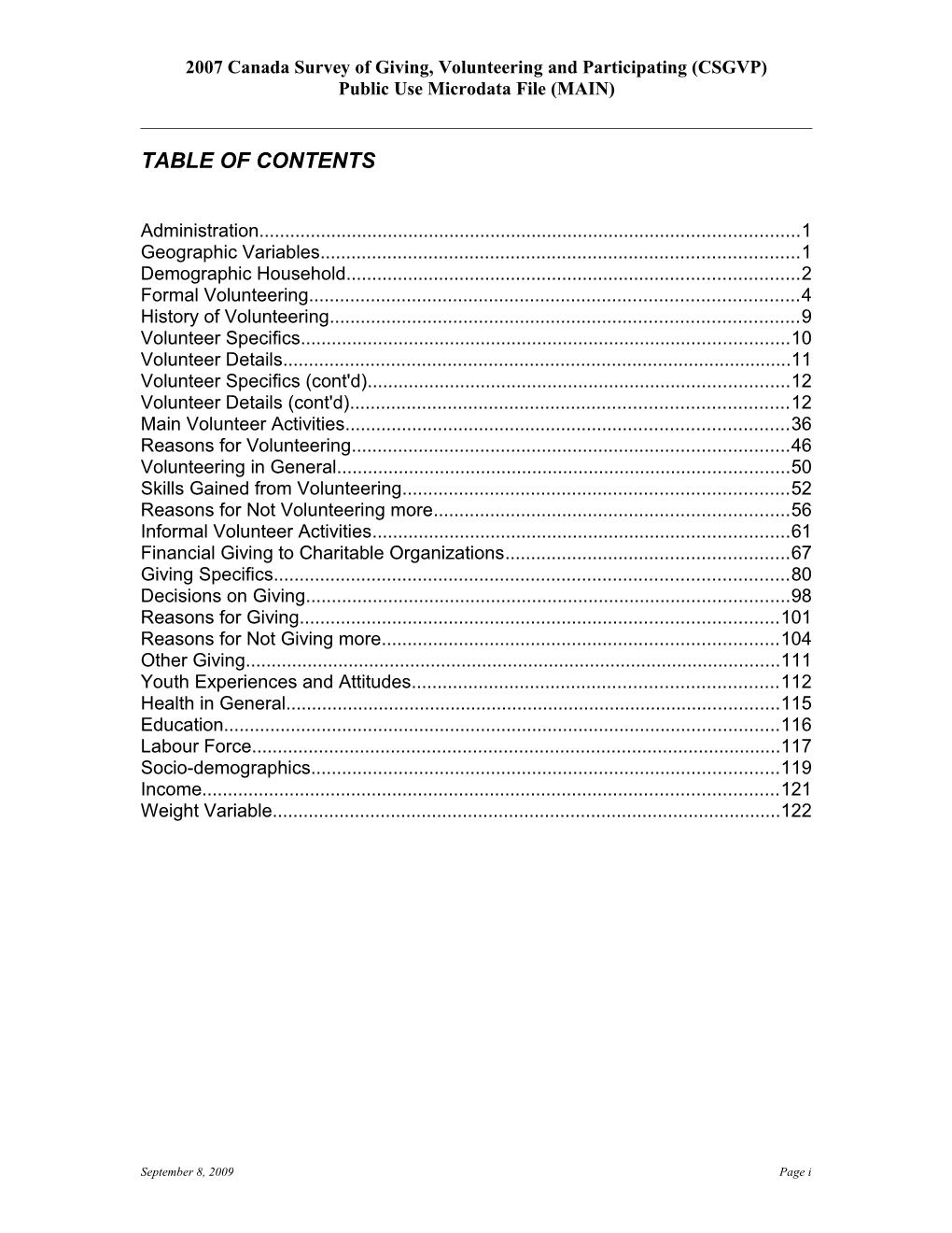 2007 Canada Survey of Giving, Volunteering and Participating (CSGVP)