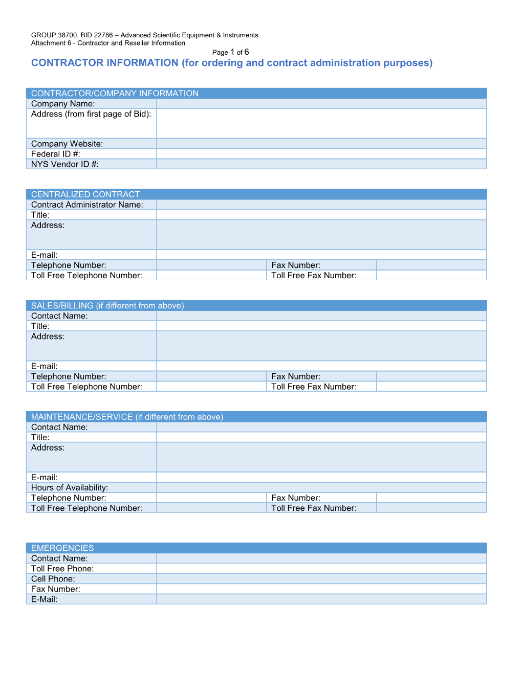 CONTRACTOR INFORMATION (For Ordering and Contract Administration Purposes)