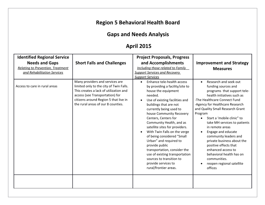 Region 5 Behavioral Health Board