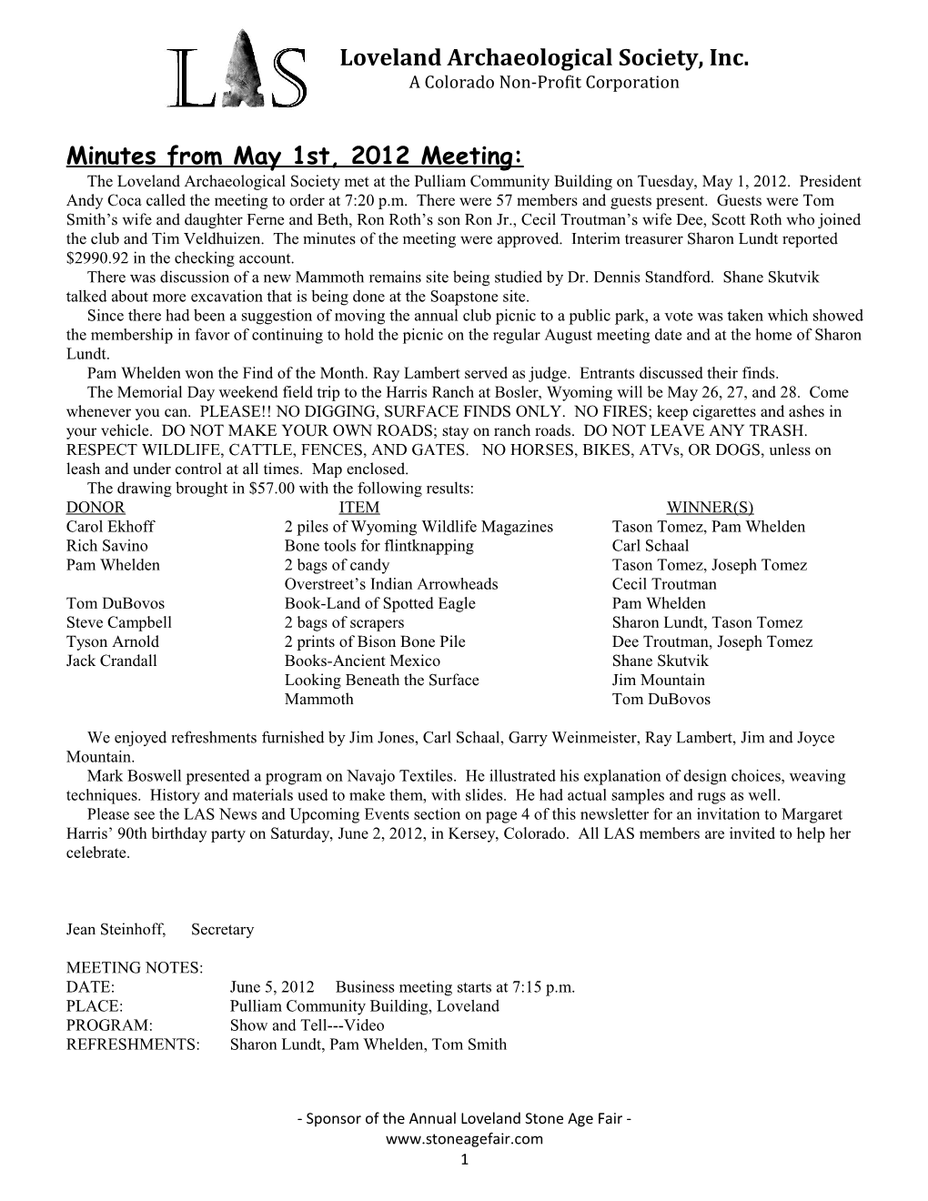 Minutes from December 6Th, 2011 Meeting