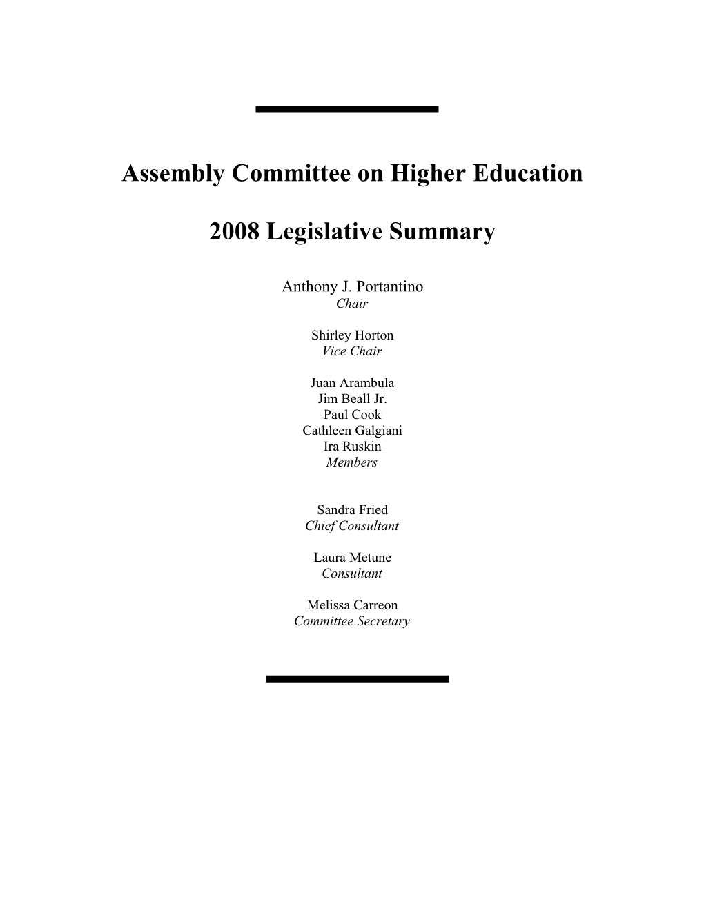 Assembly Committee on Higher Education