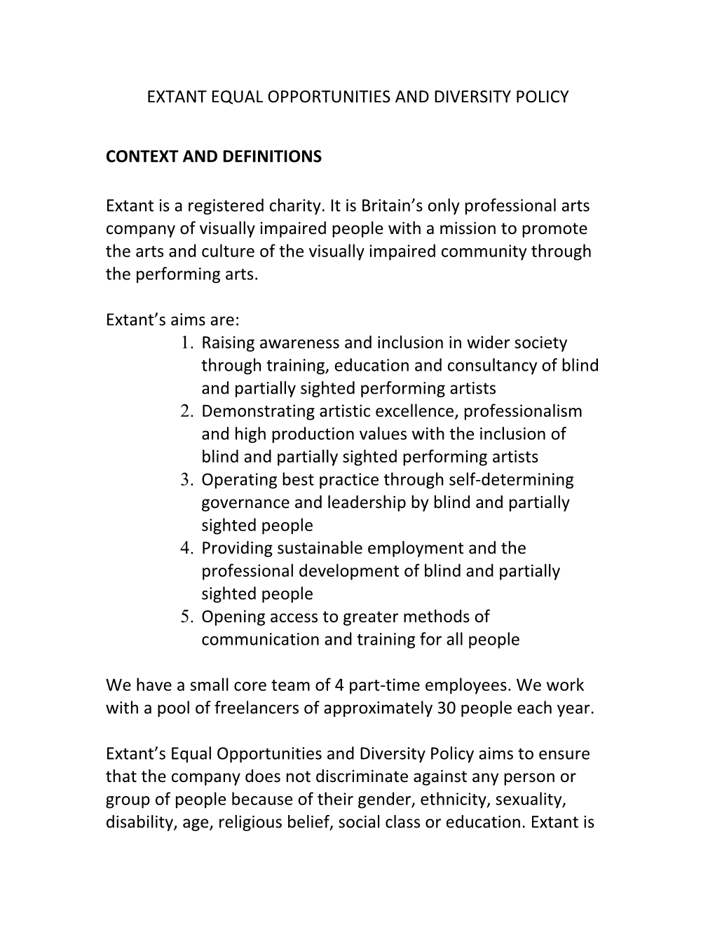 Extant Draft Diversity Policy
