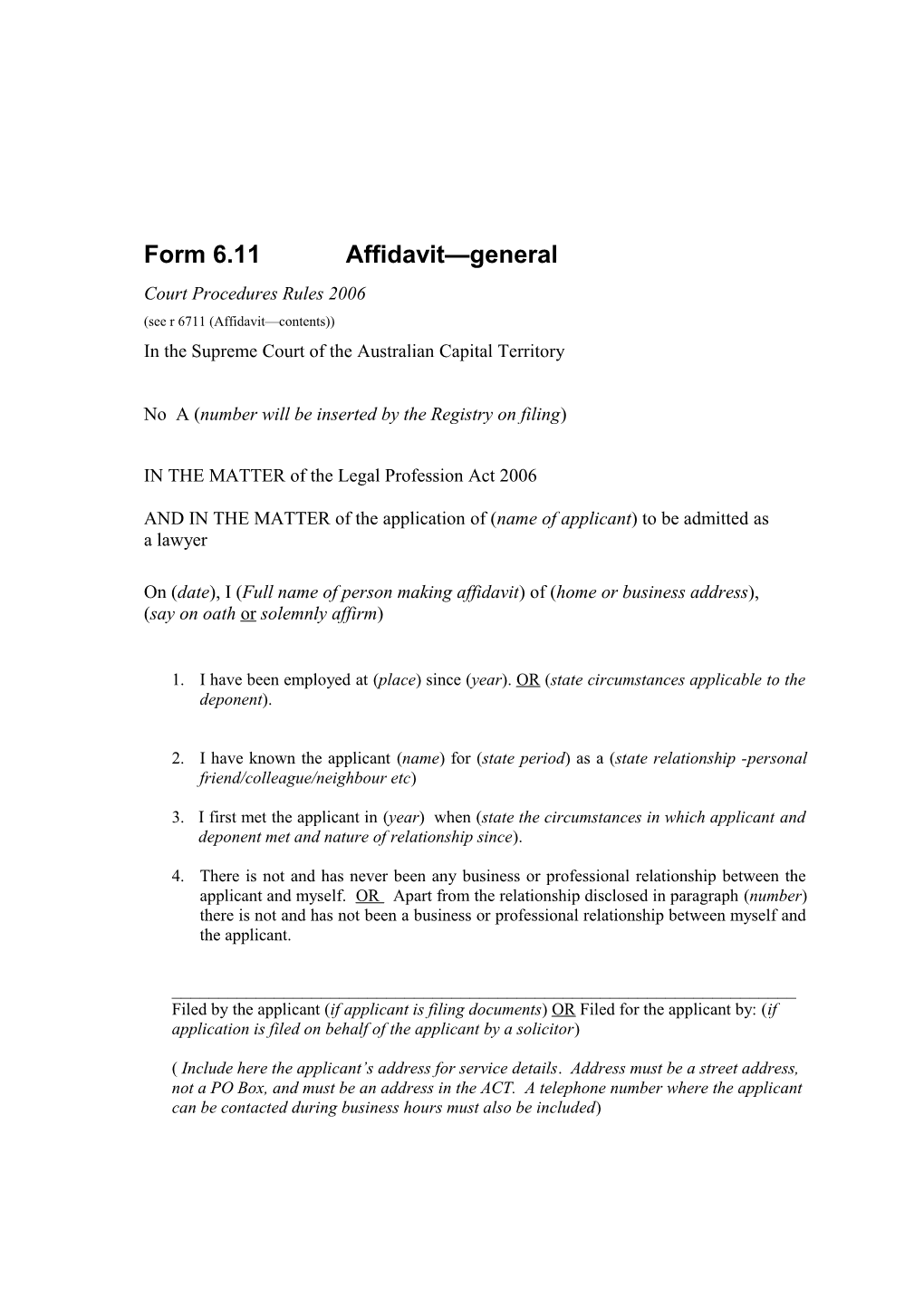 Form 6.11Affidavit General