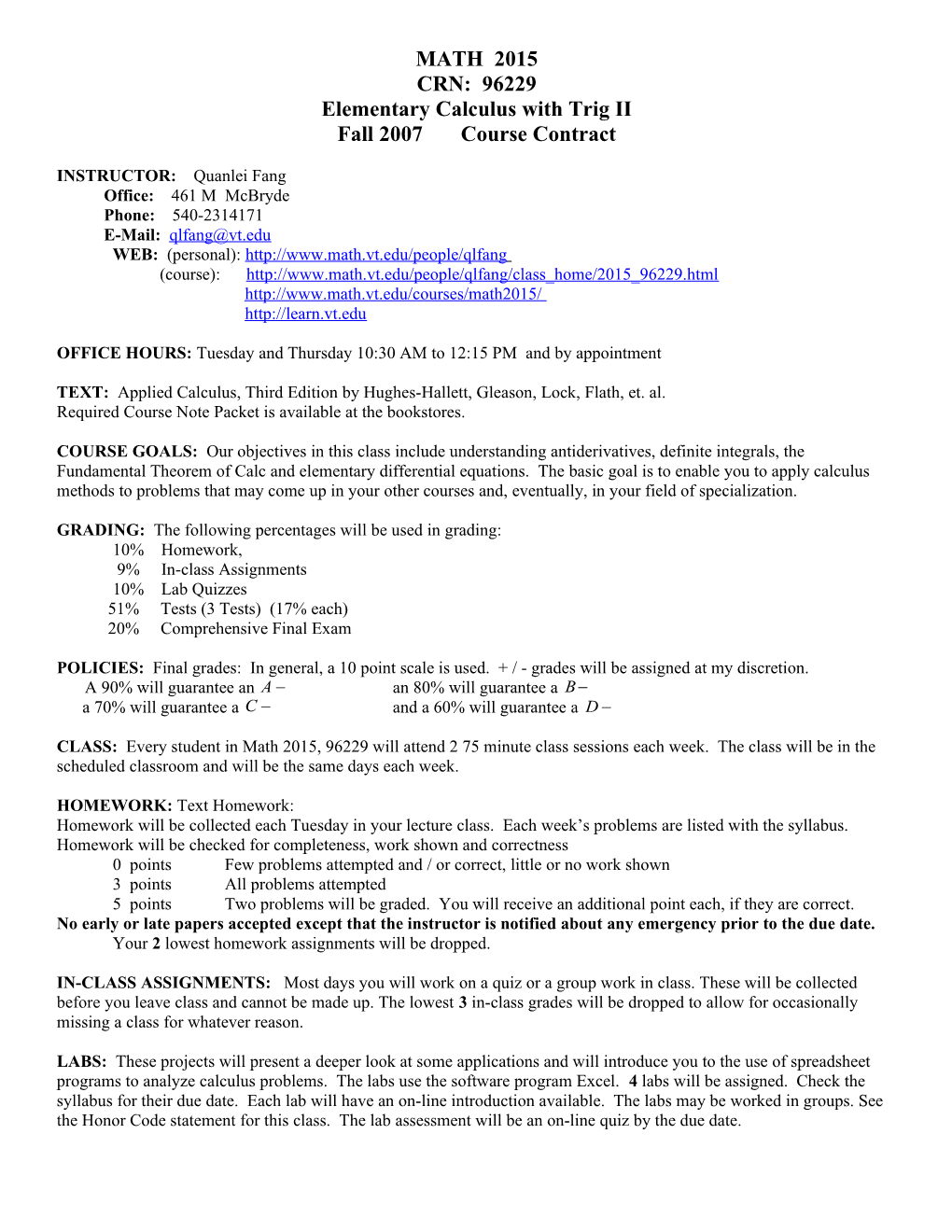 Elementary Calculus with Trig II