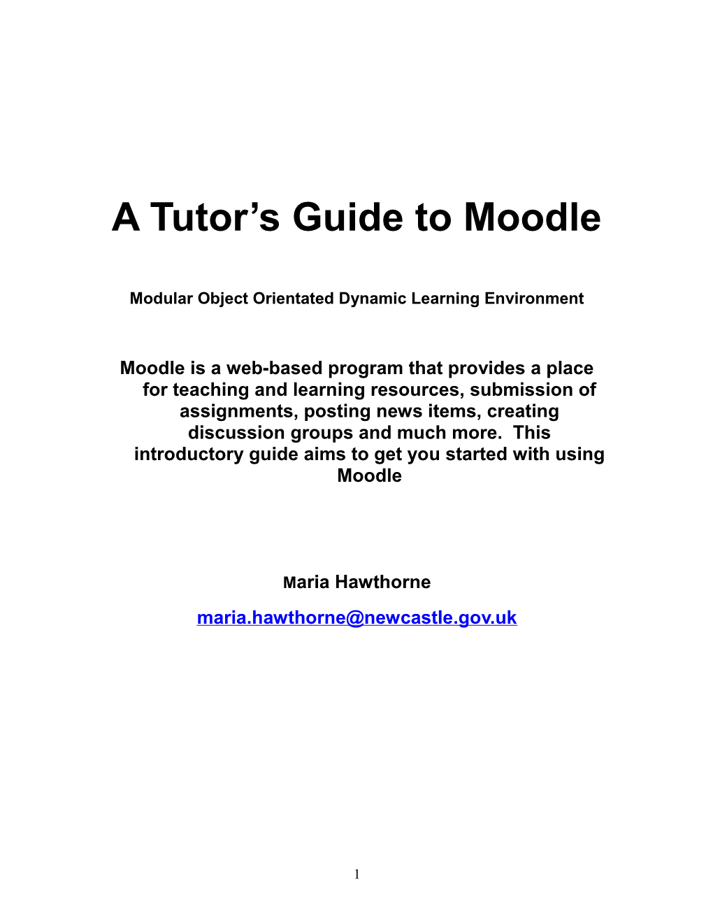 A Tutor S Guide to Moodle