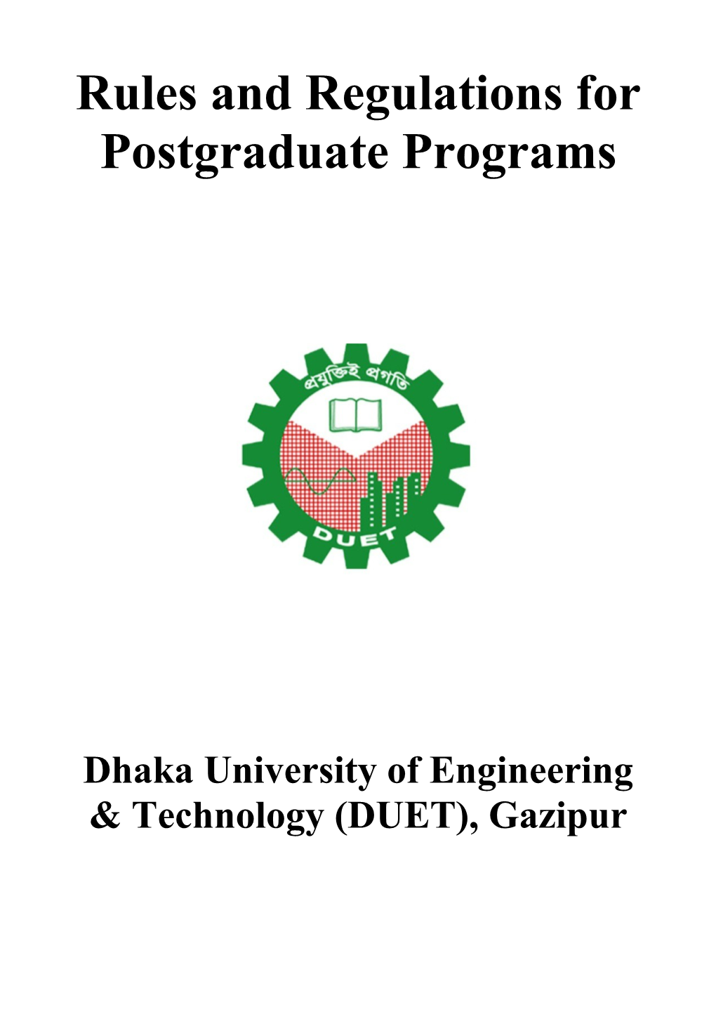 Rules and Regulations for Postgraduate Programs