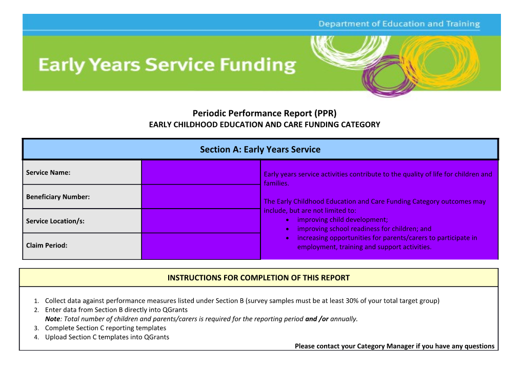 Early Childhood Education and Care Funding Category