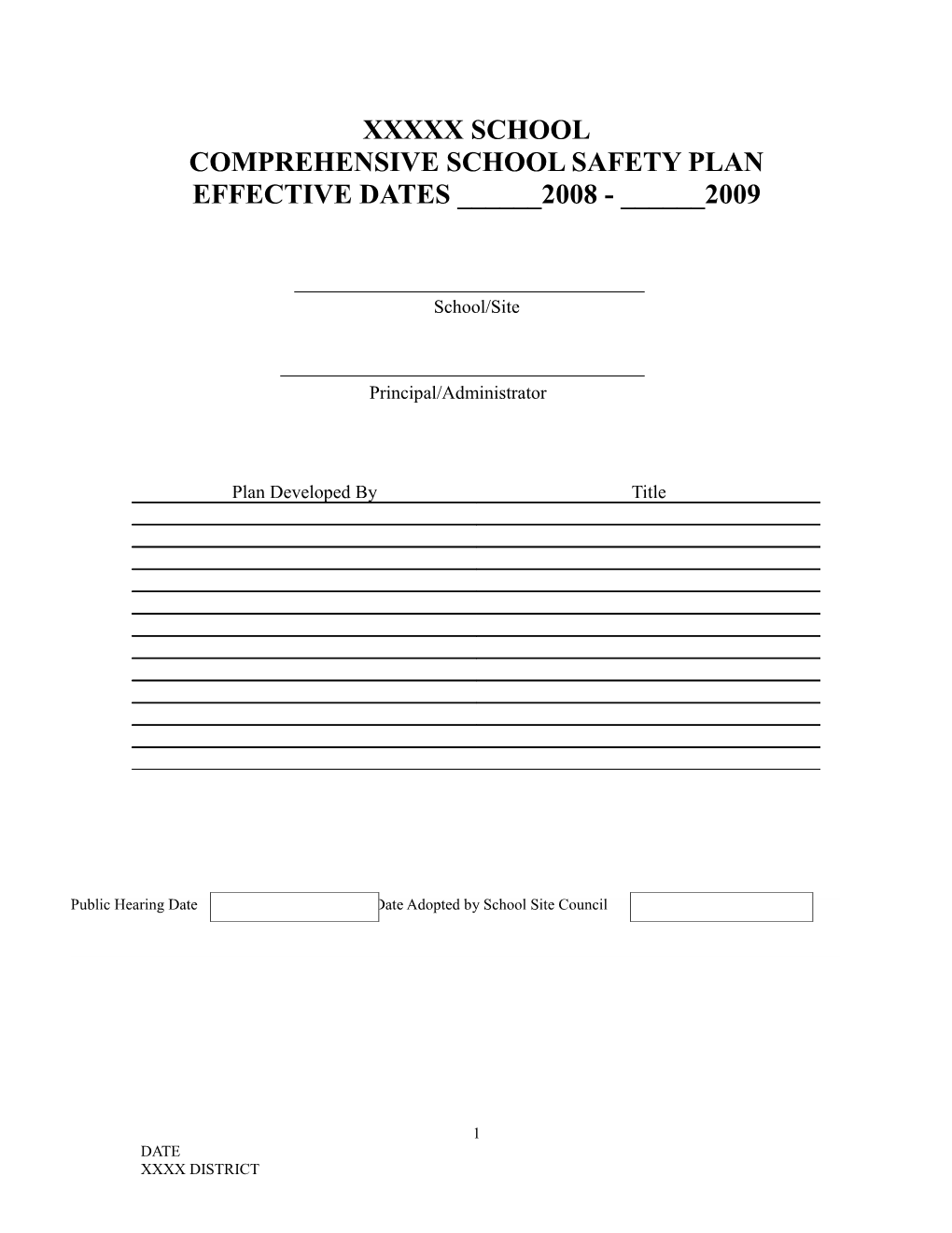Comprehensiveschool Safety Plan