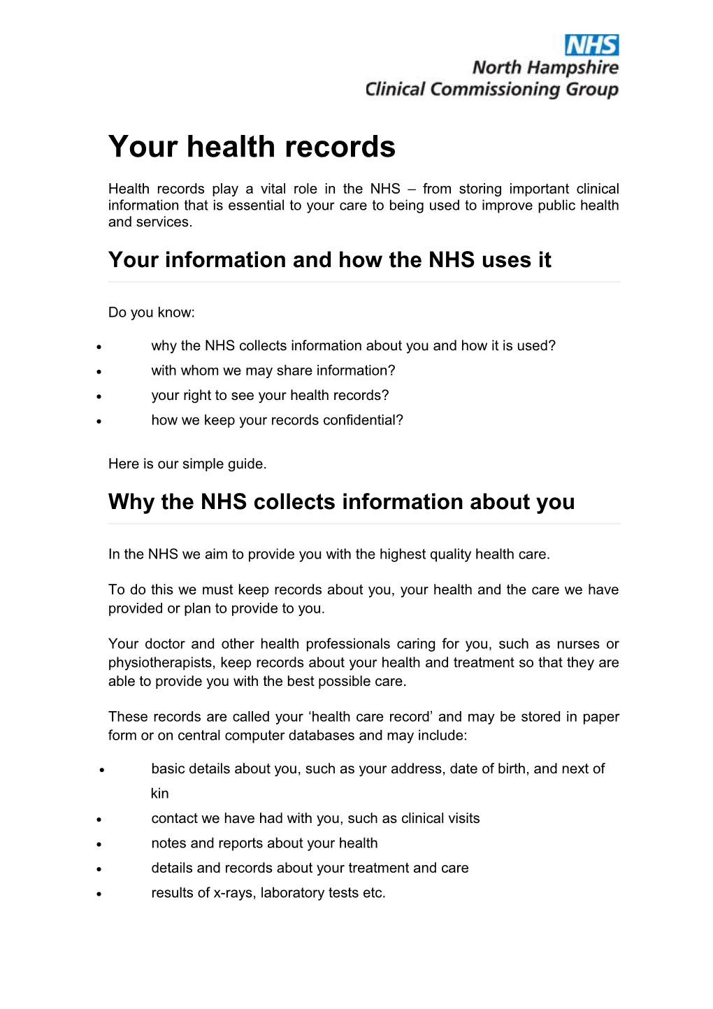 Your Health Records