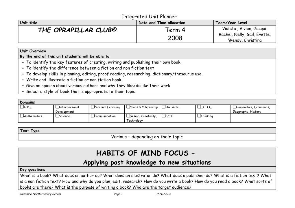 Integrated Unit Planner