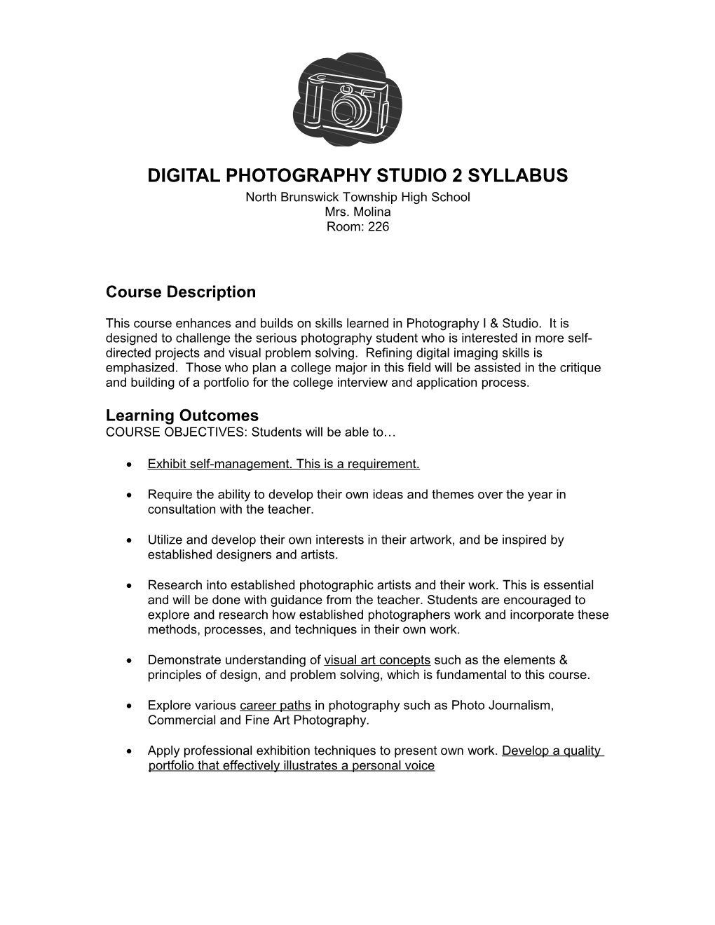 Digital Photography Studio 2Syllabus