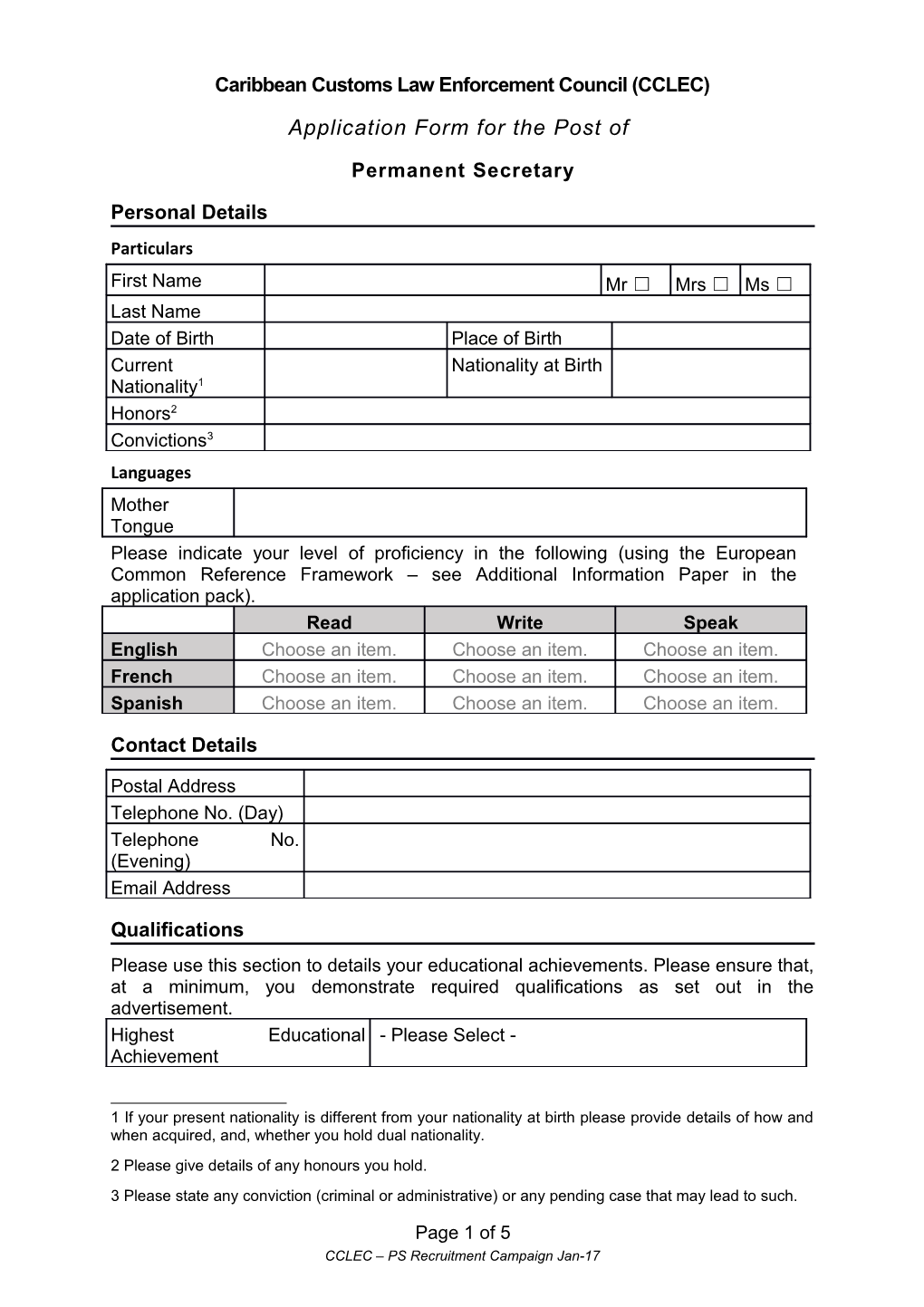CCLEC - PS Application Form
