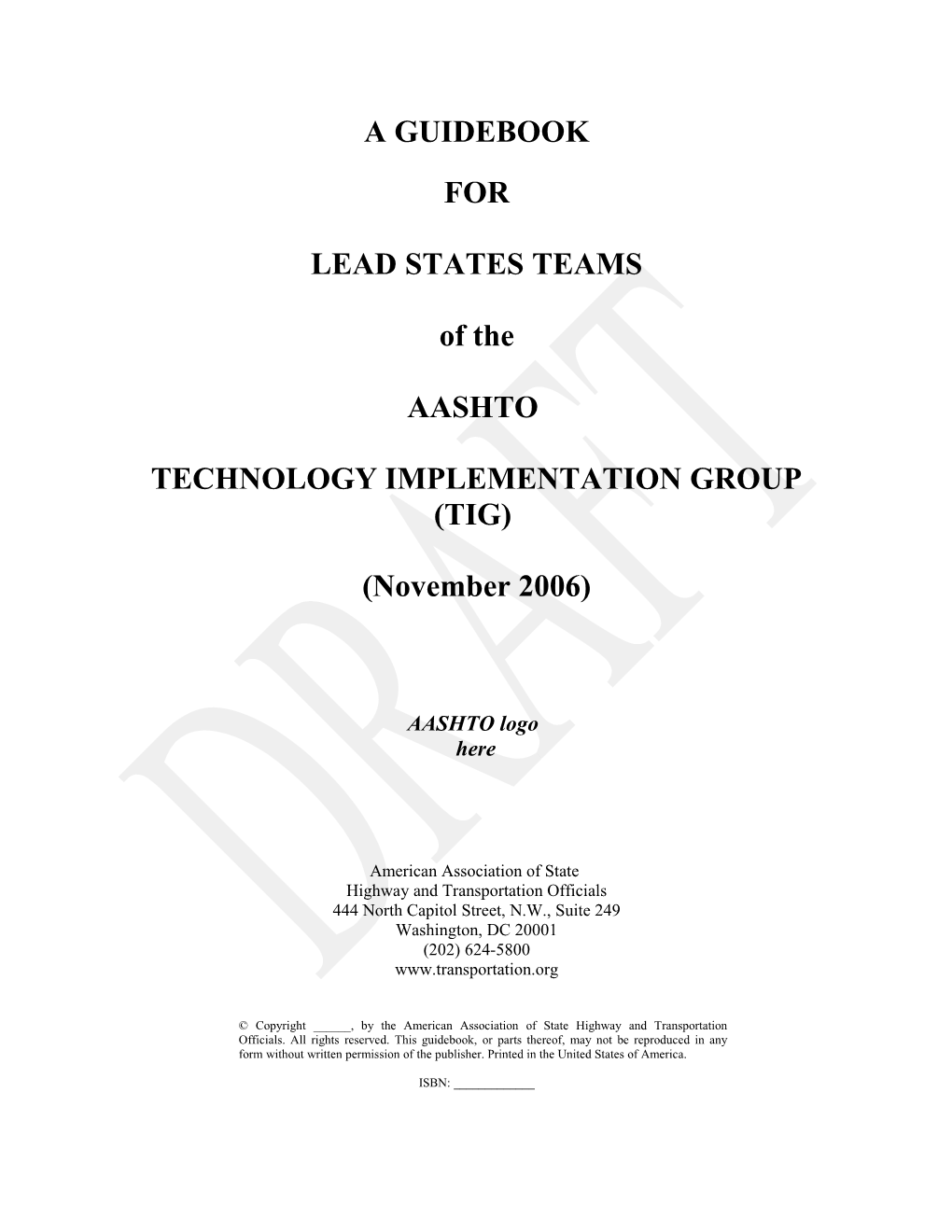 Guidebook for Lead States Team (Draft)