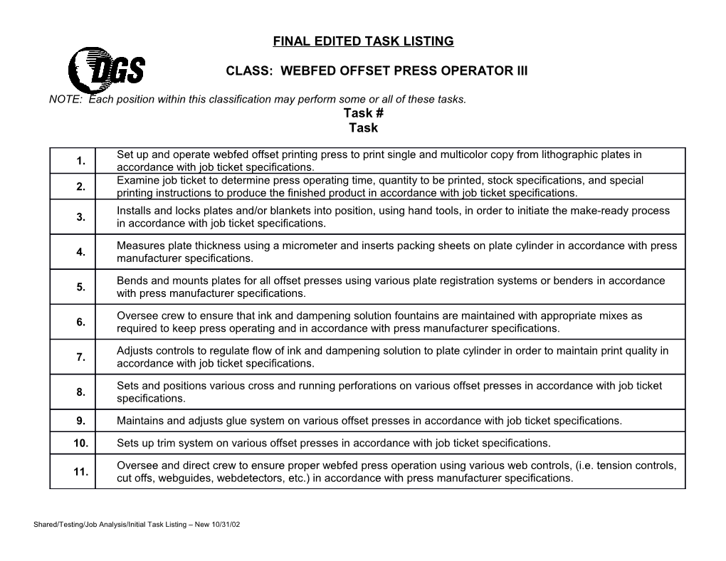 Class: Webfed Offset Press Operator Iii