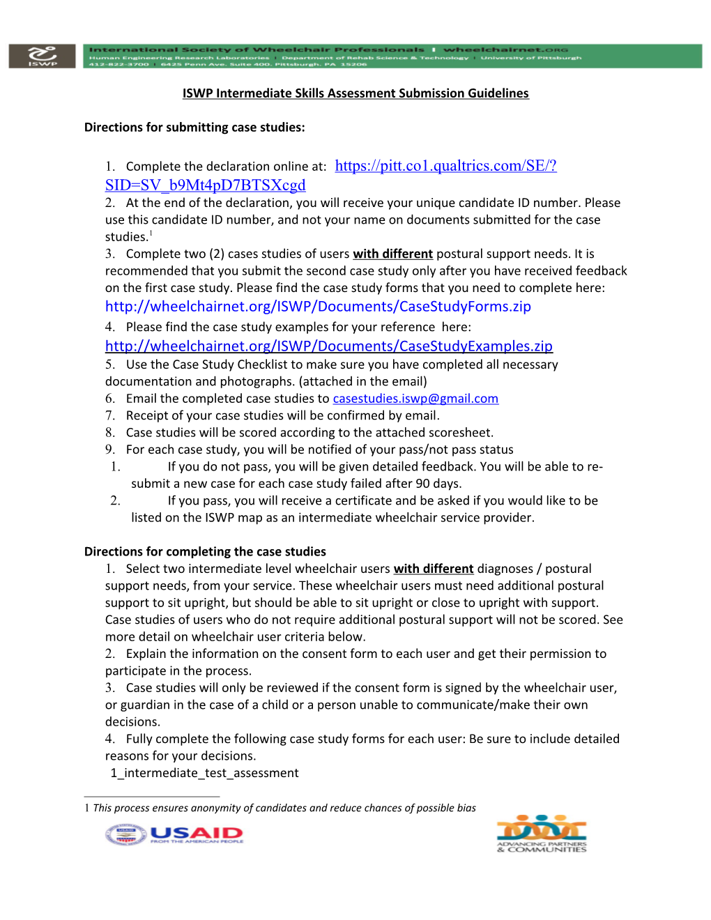 ISWP Intermediate Skills Assessment Submission Guidelines