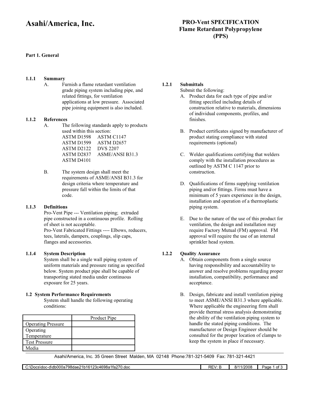 Duo-Pro Specifications