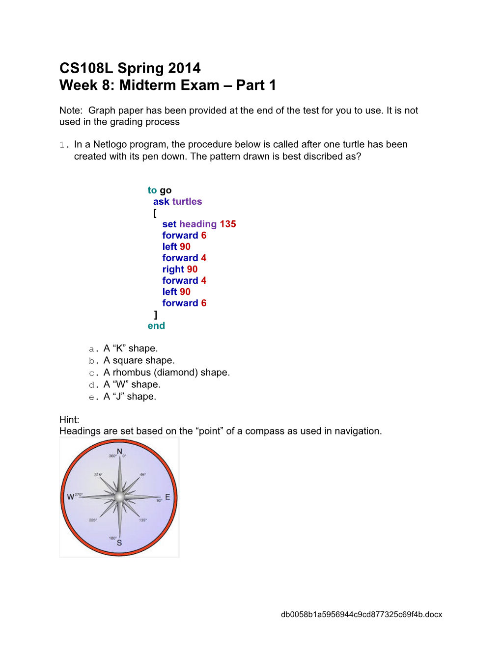 Week 8: Midterm Exam Part 1