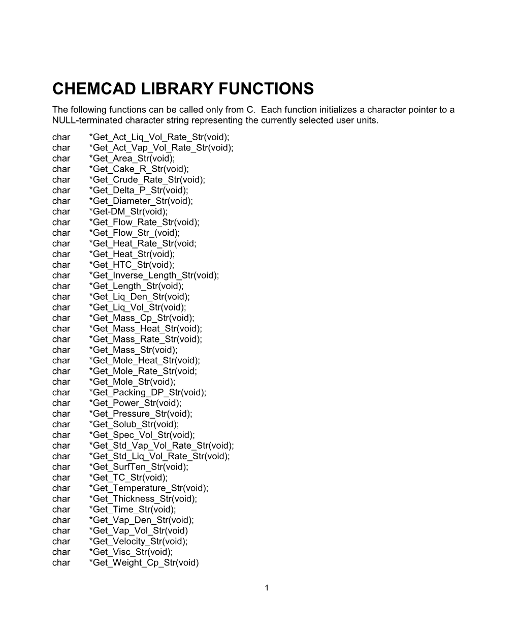 Chemcad Iii Library Functions