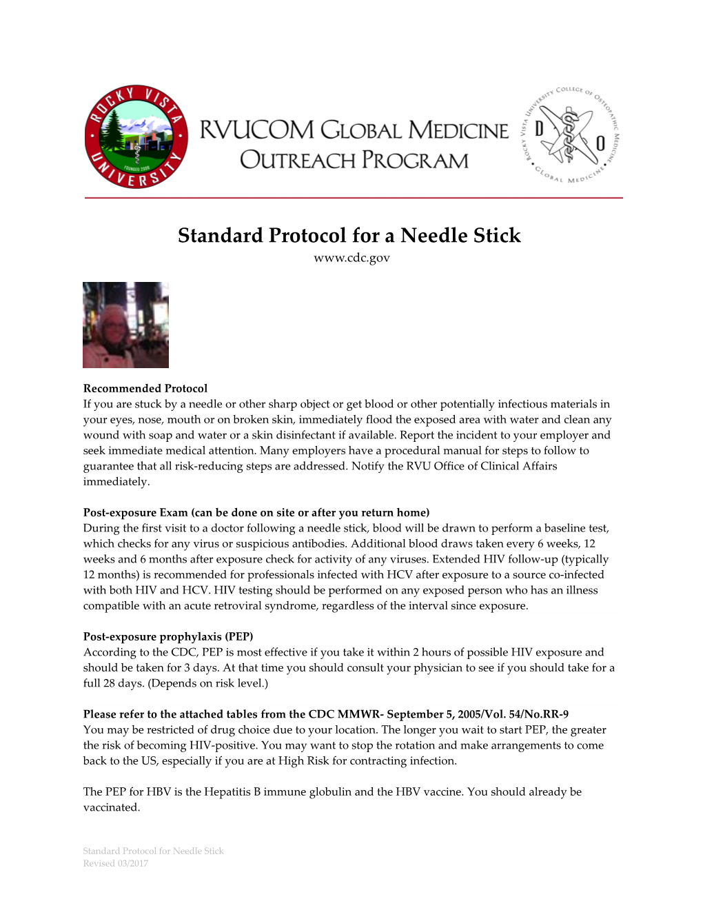 Standard Protocol for a Needle Stick