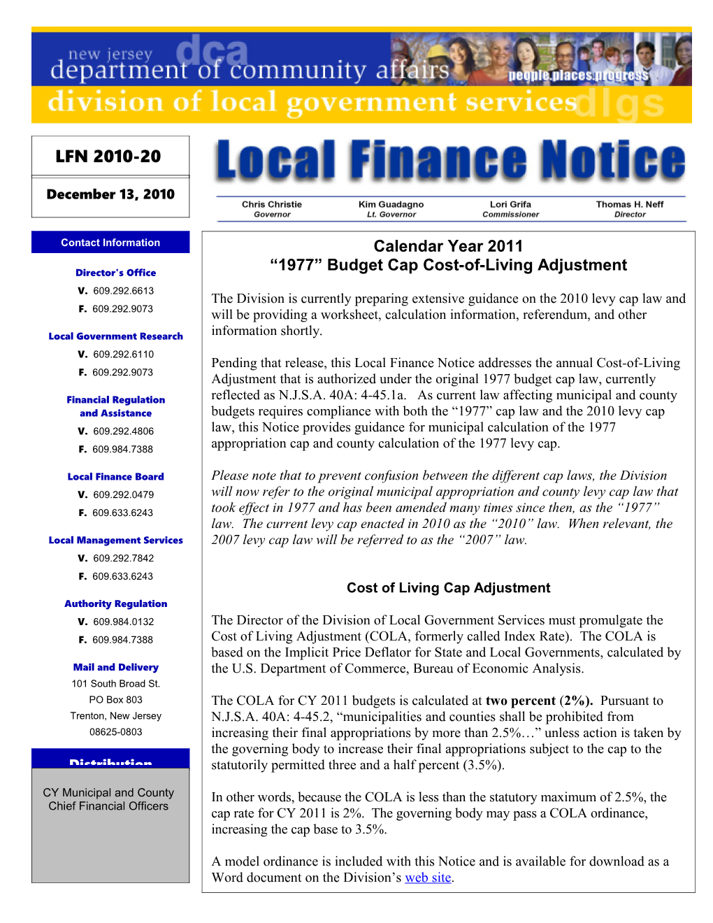 Local Finance Notice 2010-20December13, 2010Page 1