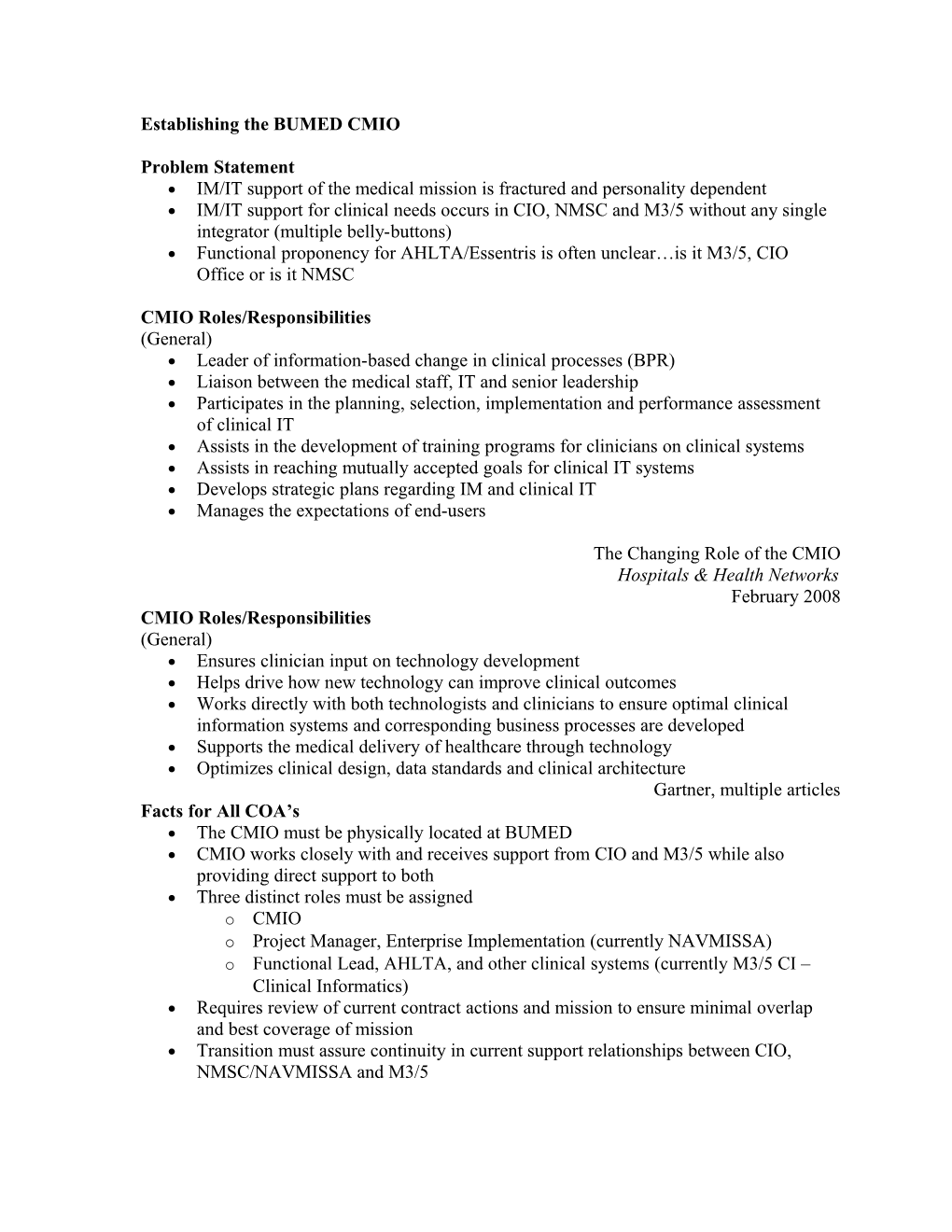 Establishing the BUMED CMIO