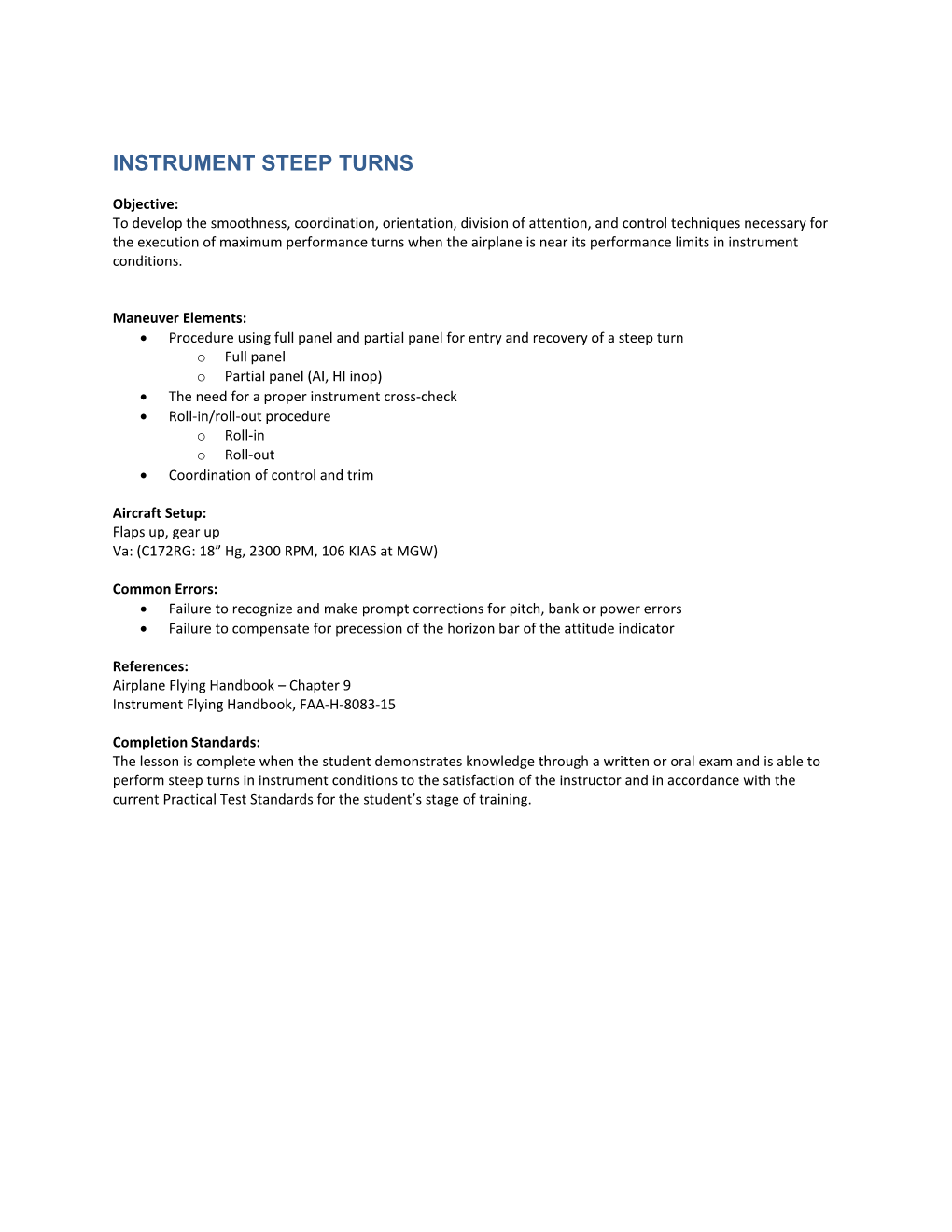 Instrument Steep Turns