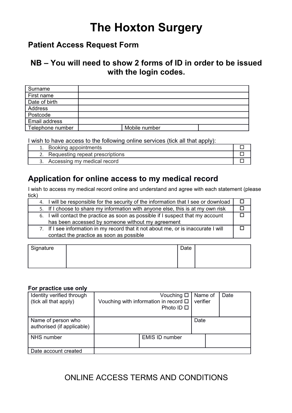 Patient Access Request Form