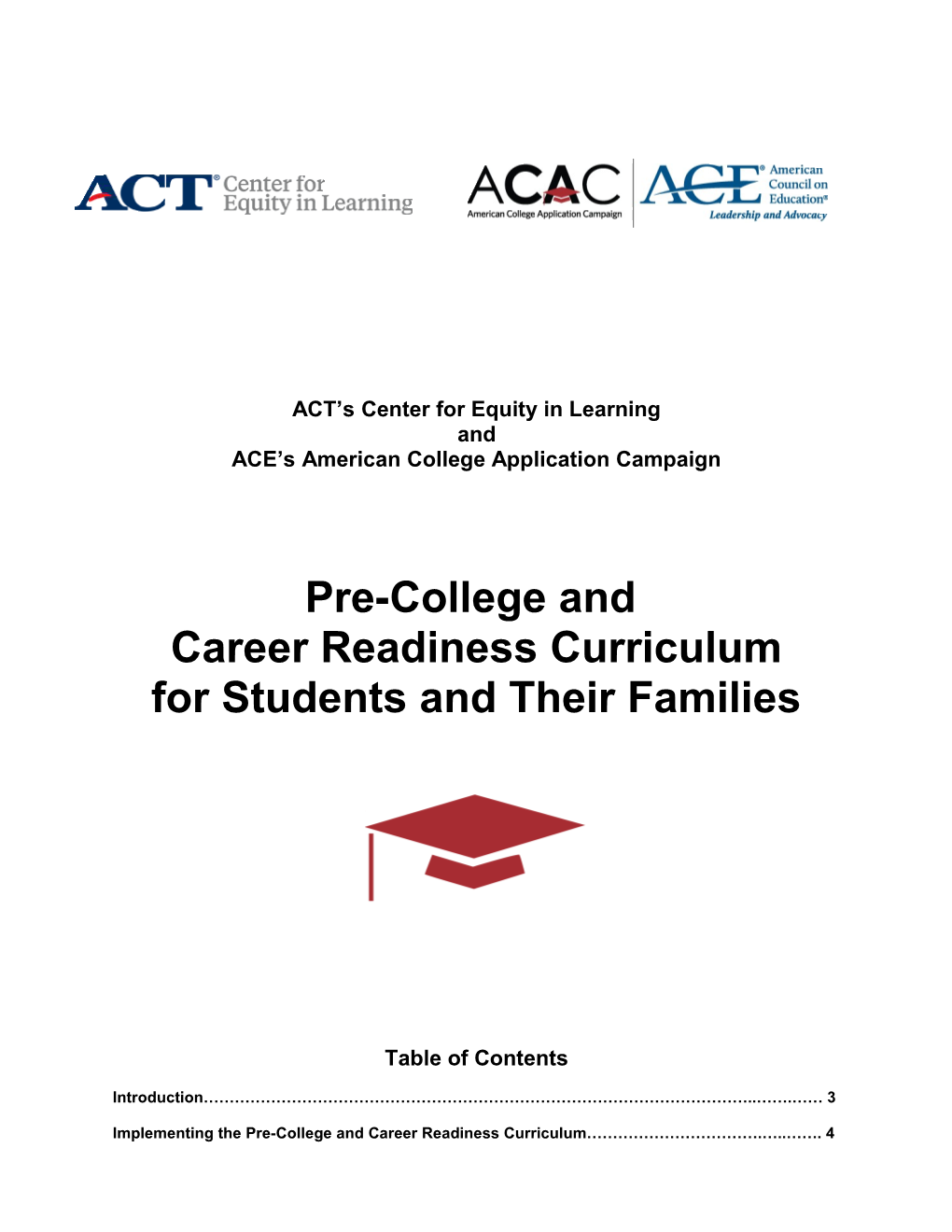 2017 Pre-College and Career Readiness Curriculum for Students and Their Families (Revised