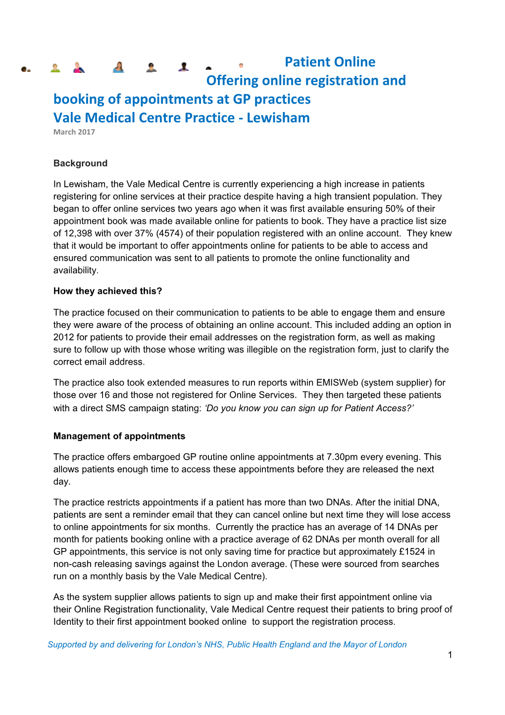 Vale Medical Centre Practice Case Study. Final14.08.17